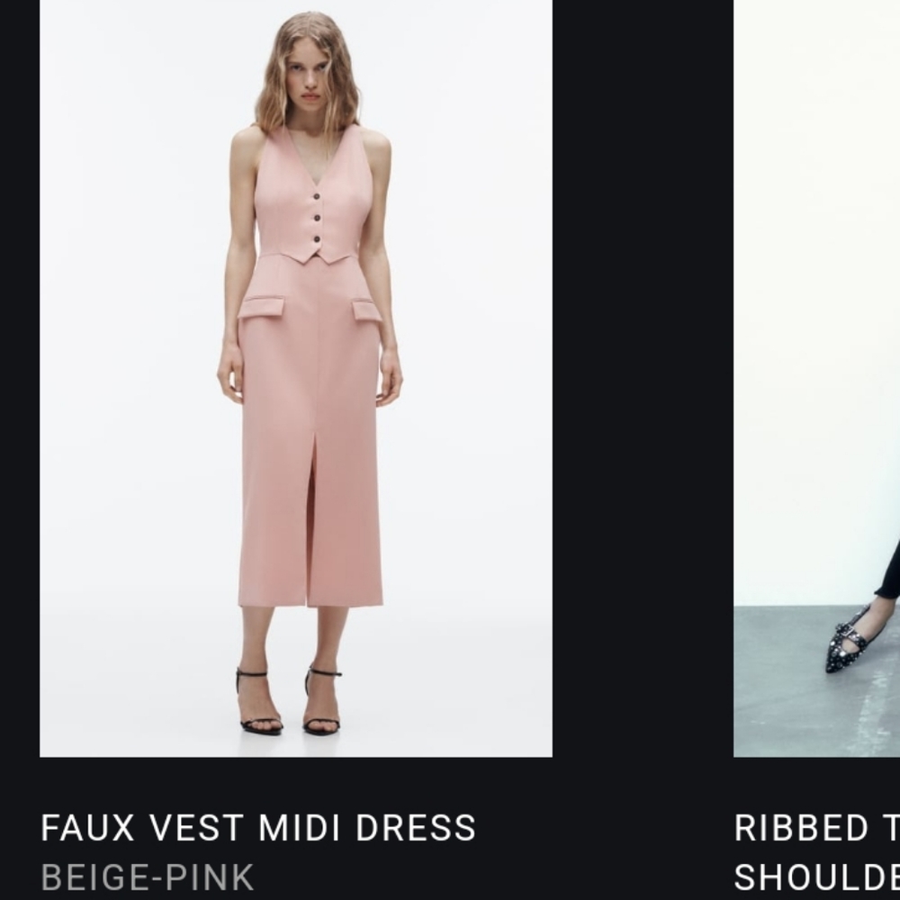 Zara Blush Pink Tailored Vest Midi Dress - Picture 11 of 11